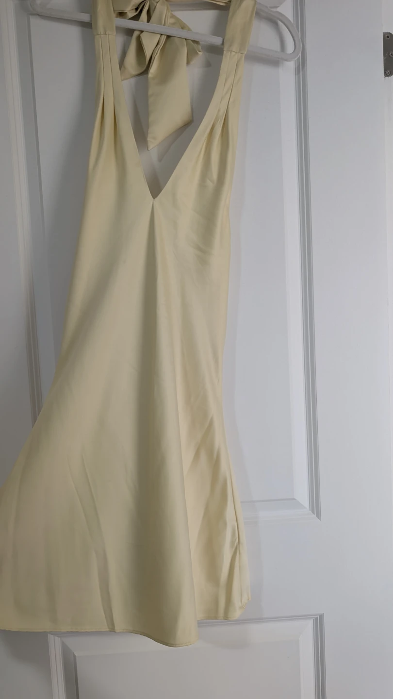 Light yellow Halter Neck Dress