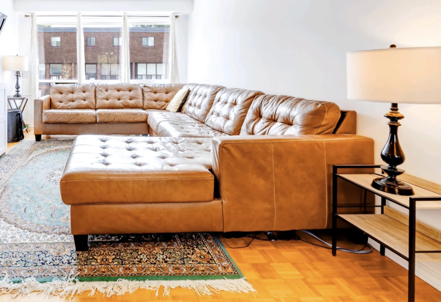 Brown Leather Sectional Sofa - photo 2