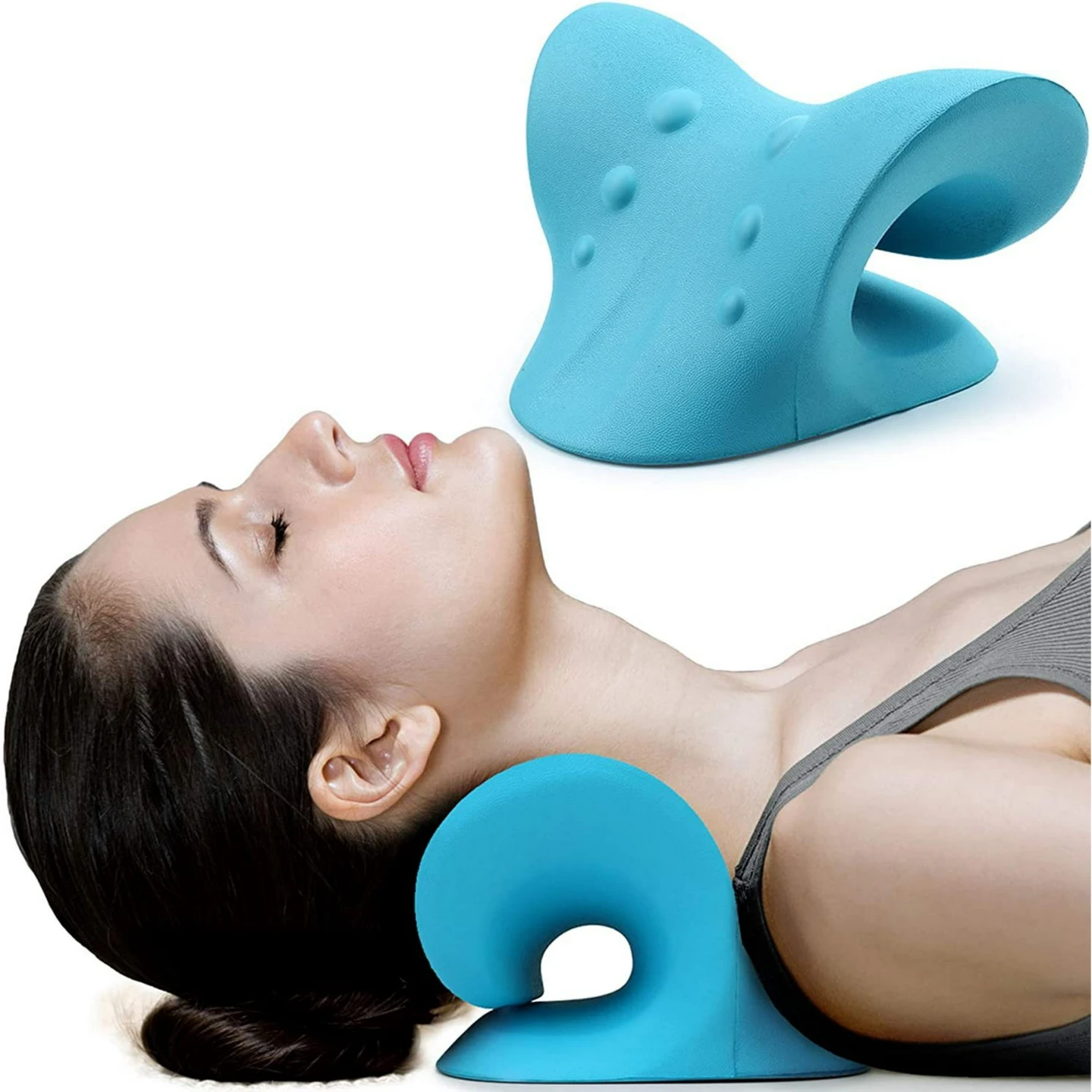 Blue Cervical Traction Neck Support Pillow ⚽ - photo 4