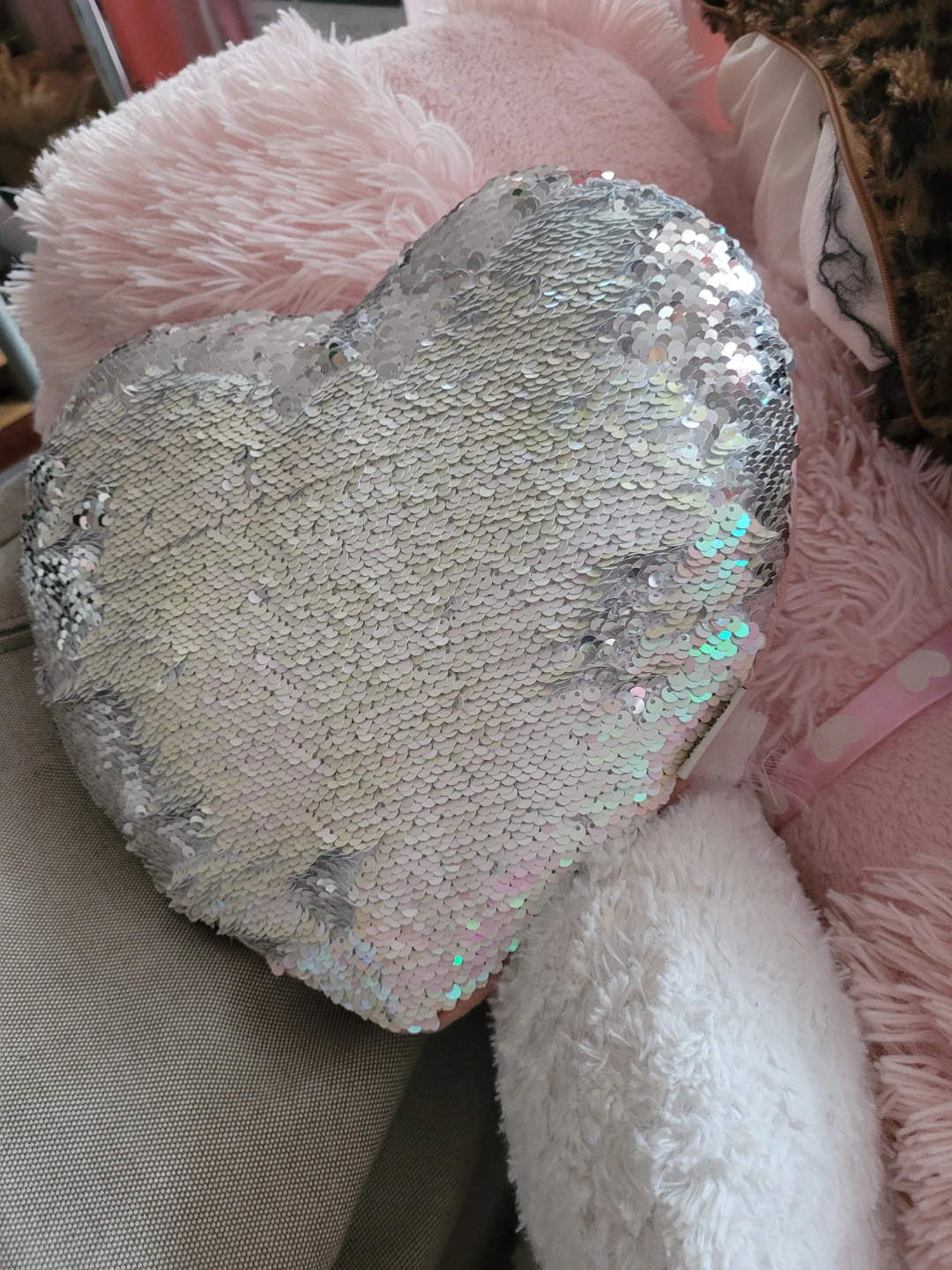 Heart Sequin Pillow