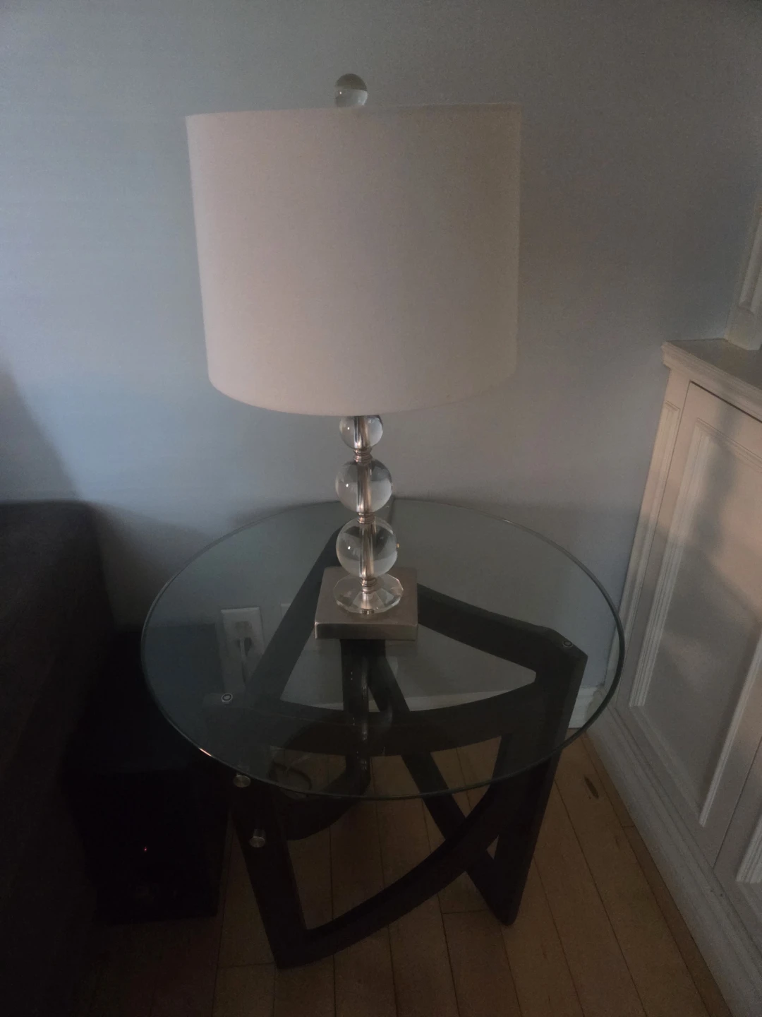 Glass Top Coffee Table with Wood Base - photo 2
