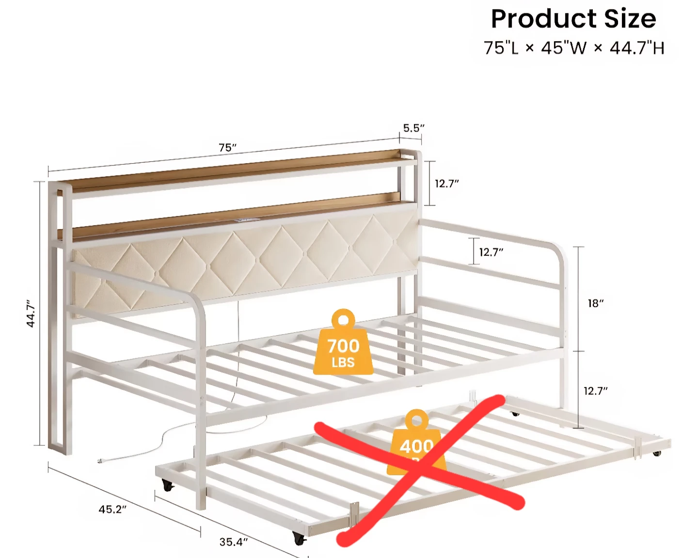 Twin Daybed/frame with charging station - photo 4