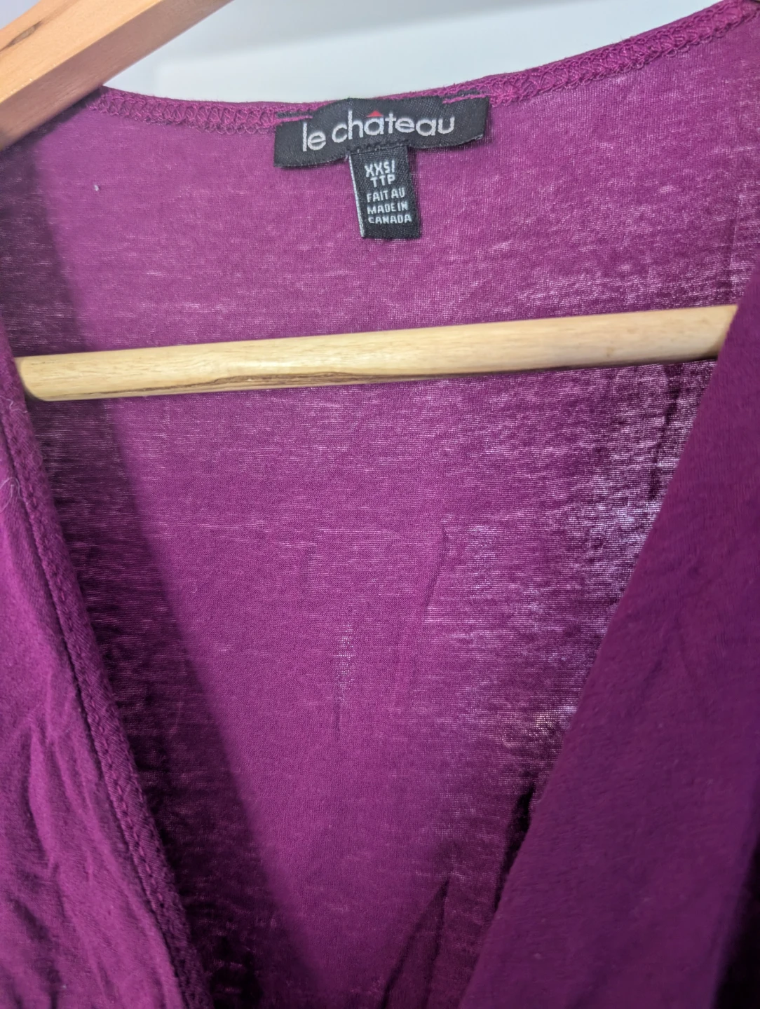 Le Château Purple Ruched Tie Front Top XXS - photo 4