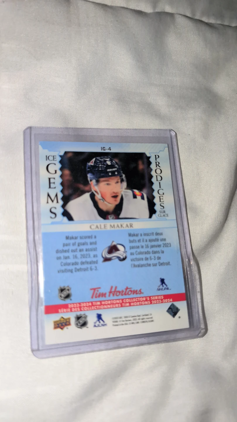 Cale Makar Ice Gems Upper Deck Hockey Card - photo 2