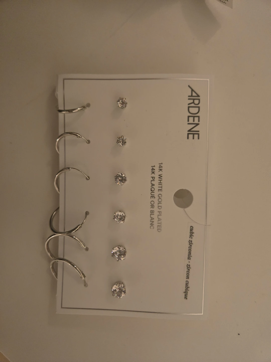 Ardene 14K White Gold Plated Cubic Zirconia Earring Set