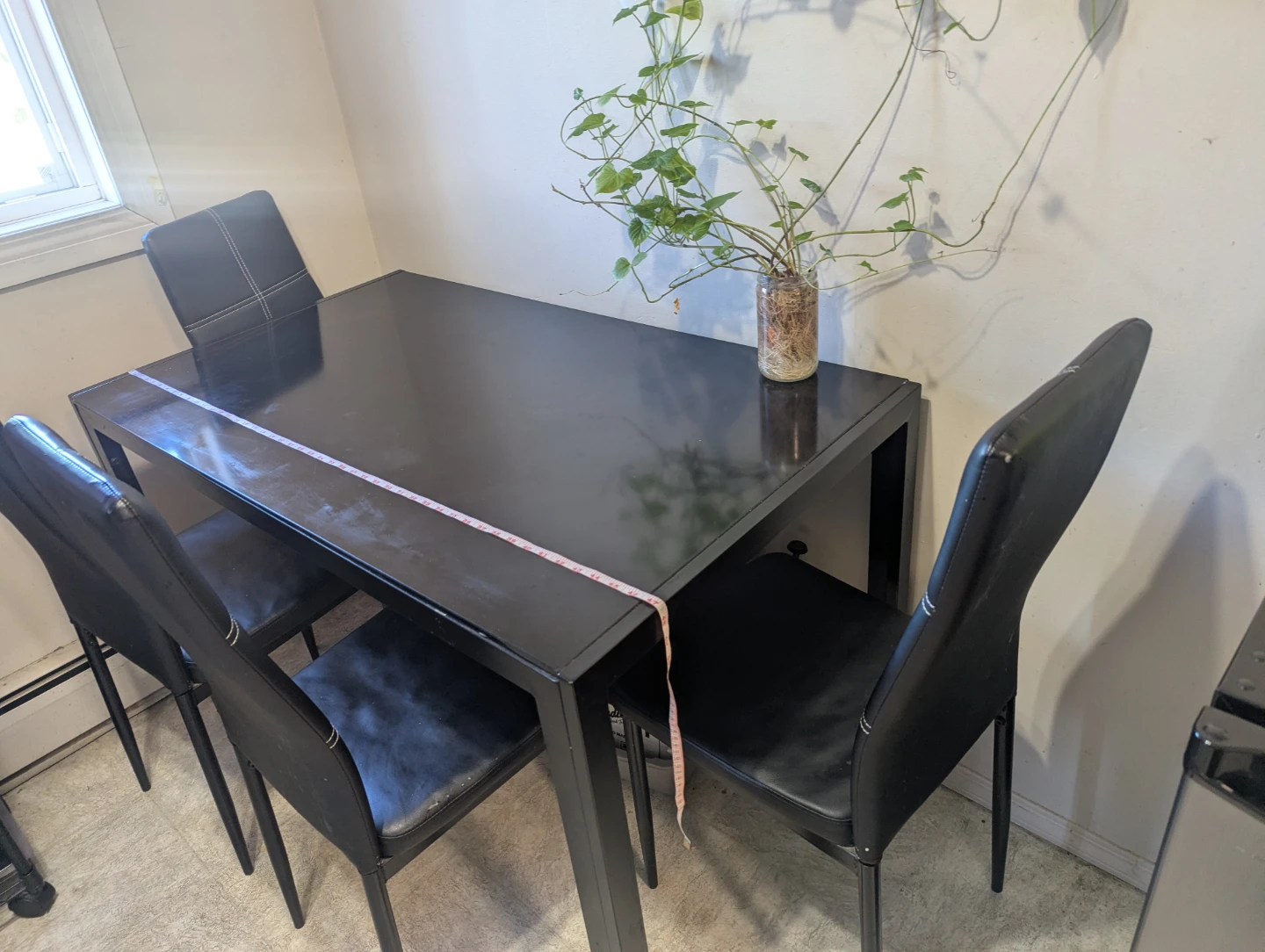 Black Dining Table with 4 Chairs- Needs to go by 18June