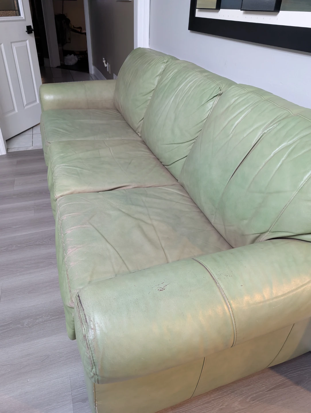 Light Green Leather Sofa
