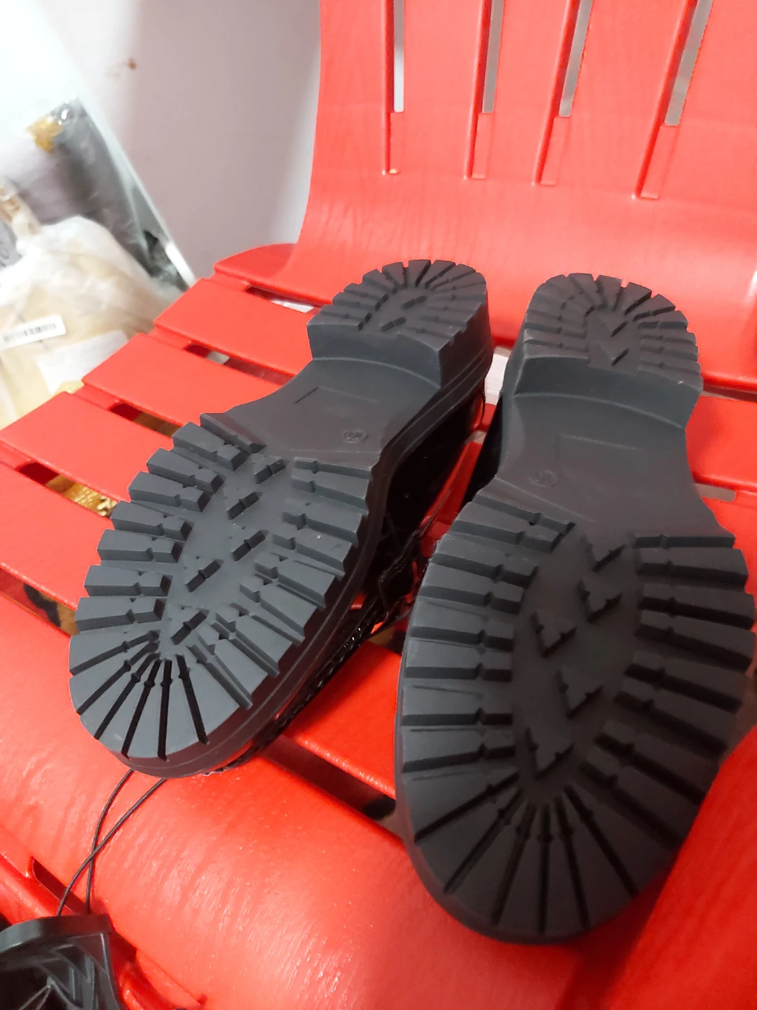 Time and Tru Black Patent Loafers with Gold Chain Detail - photo 4
