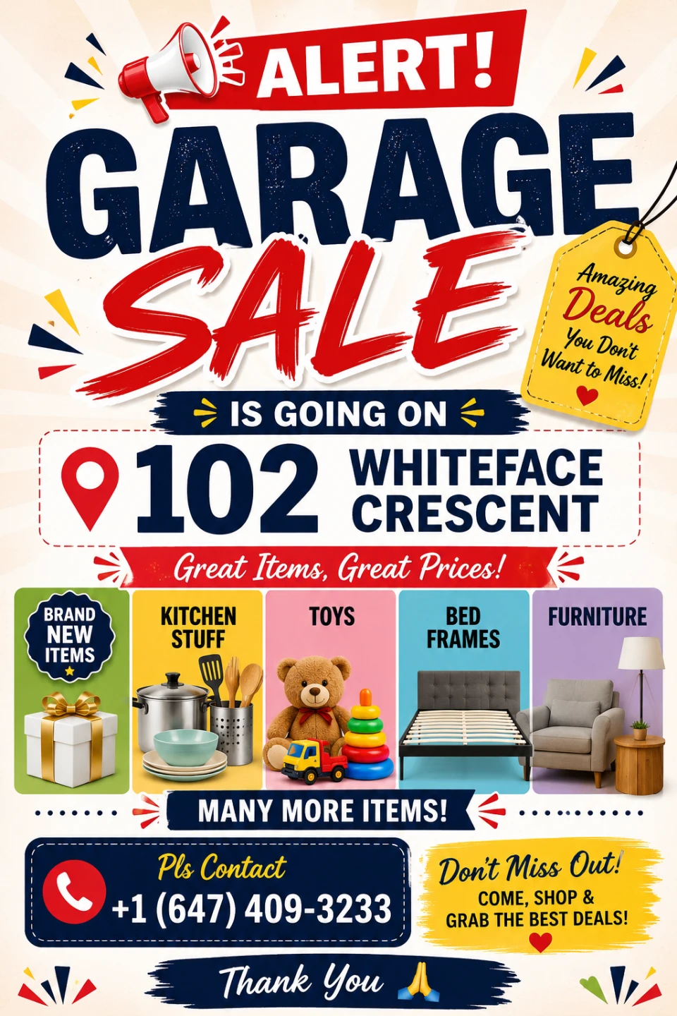 Garage Sale at 102 Whiteface Crescent
