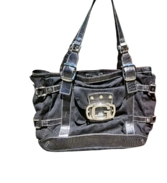 NWT Vintage Y2K Guess Black Monogram Shoulder Bag - photo 3