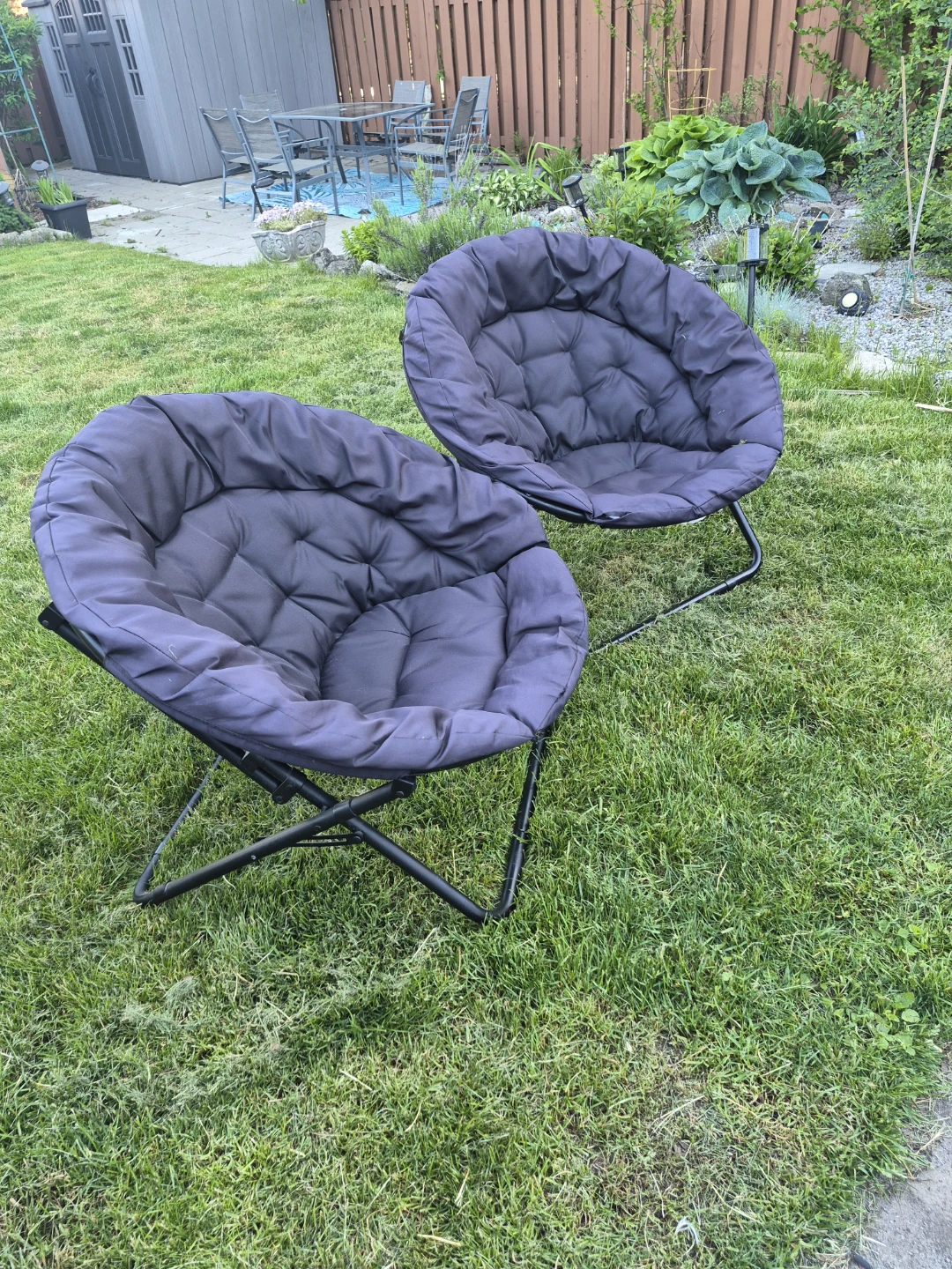 Set of 2 Dark Grey Saucer Chairs - photo 2