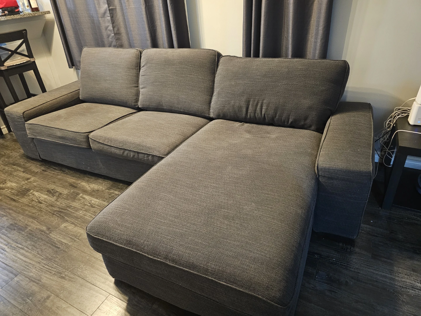 IKEA KIVIK Sectional Sofa (Loveseat + Chaise) - Dark Grey