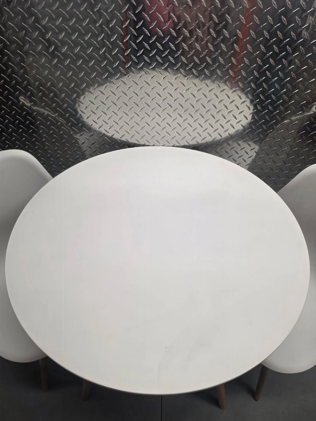 Mid-Century Round Table & 2 Chair Set - White/Wood - photo 4