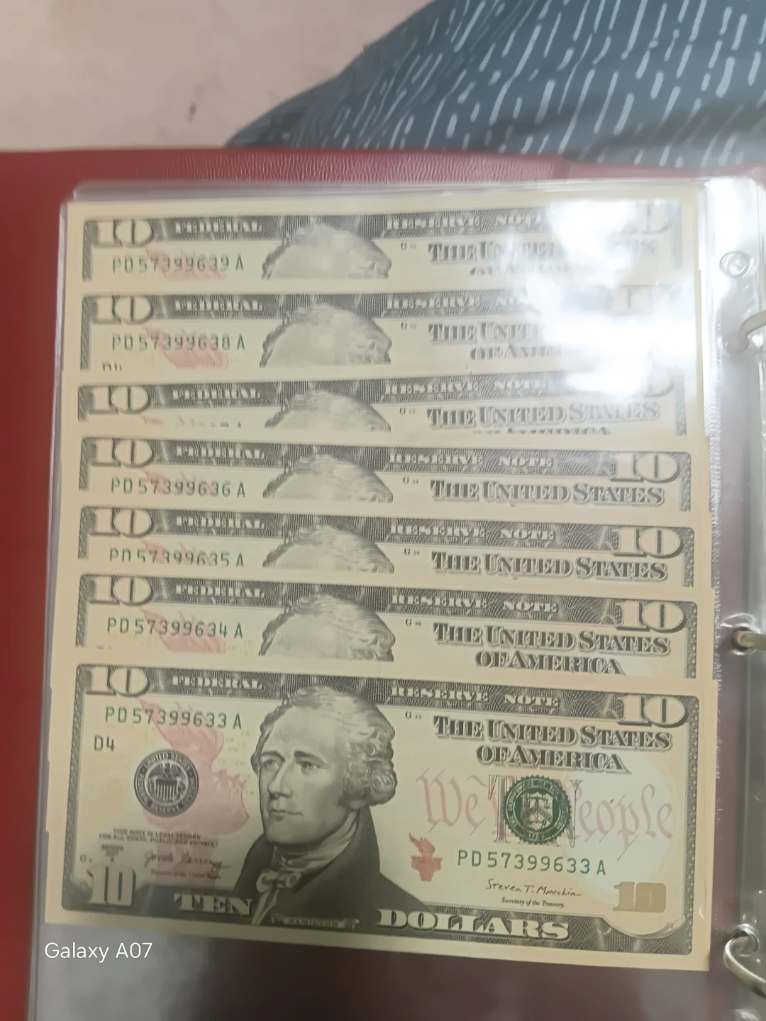 7x $10 american Dollar Bills