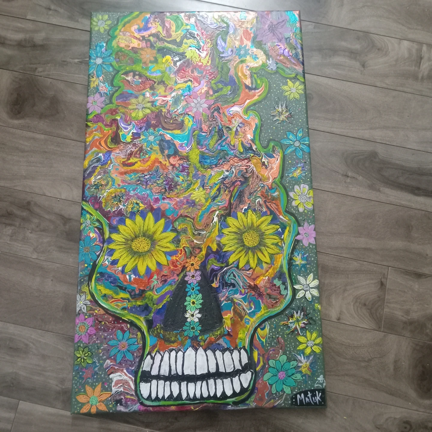 Vibrant Skull Art Painting