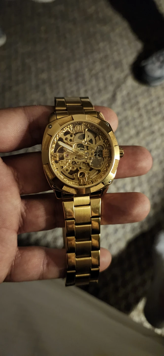 Gold Skeleton Automatic Watch