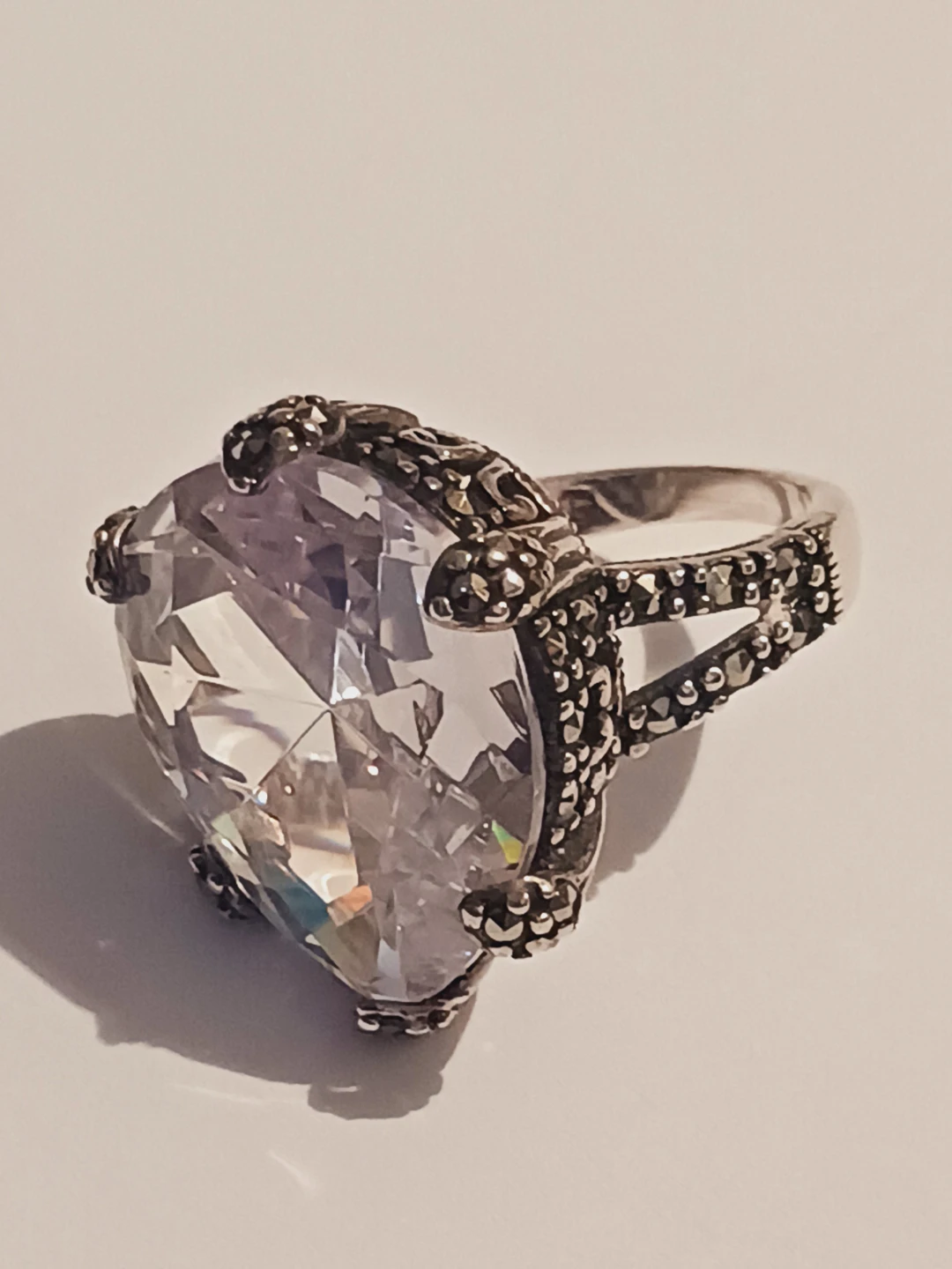 Sterling Silver 925  Large Crystal Statement Ring.6. - photo 3