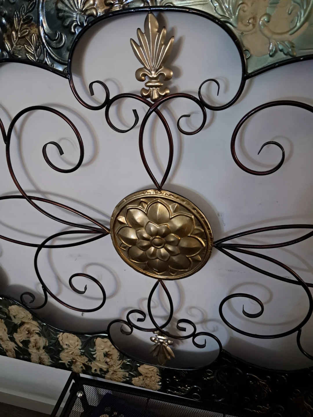 HUGE 60X36in Metal Wall Art with Floral and Scroll Design - photo 2