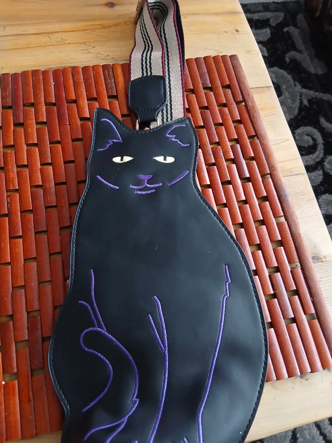 Black Cat Shaped Purse with Adjustable Strap