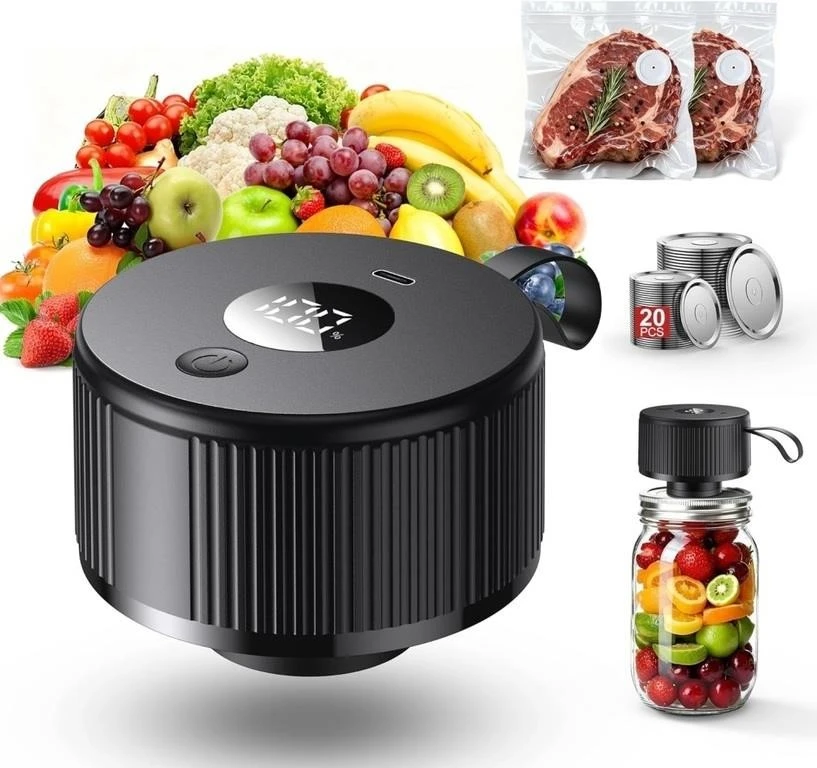 Black Electric Vacuum Sealer for Jars and Bags