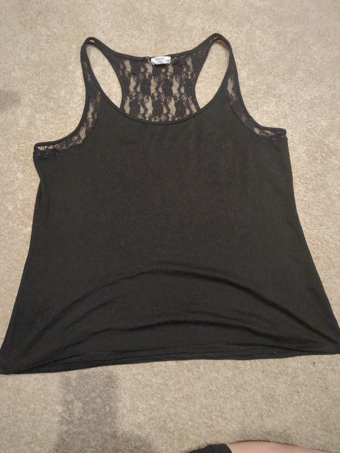 Black Tank Top with Lace Racerback XXL