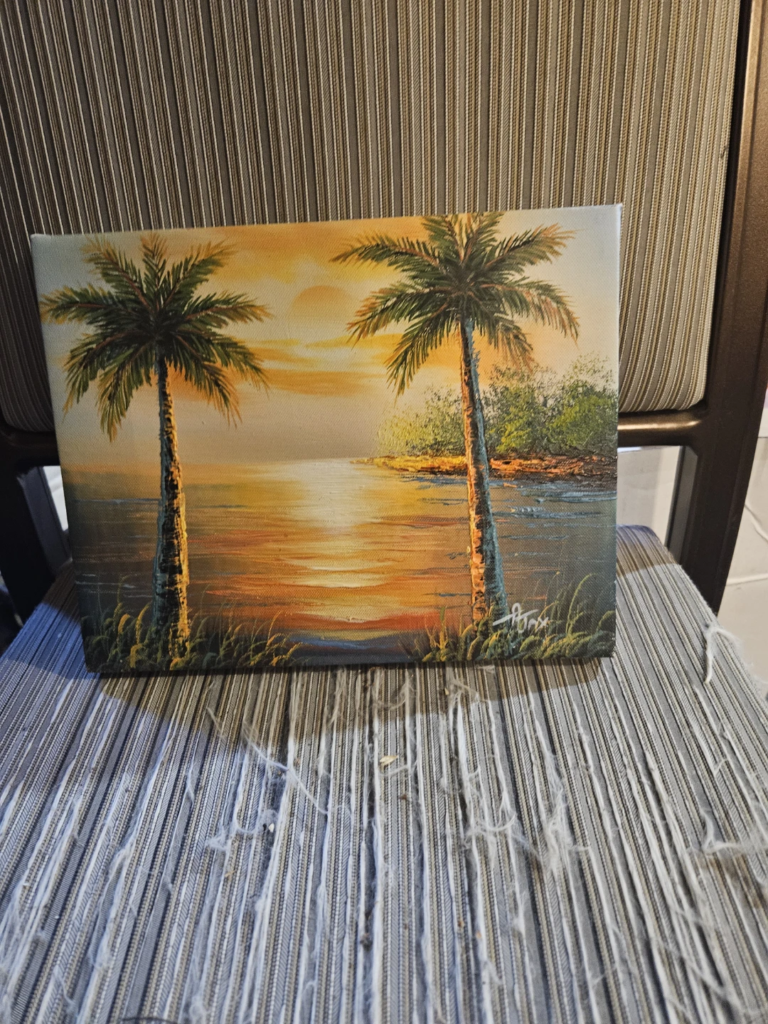 Canvas Painting of Palm Trees at Sunset - photo 2