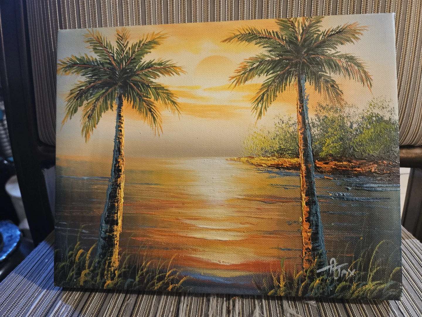 Canvas Painting of Palm Trees at Sunset - photo 3