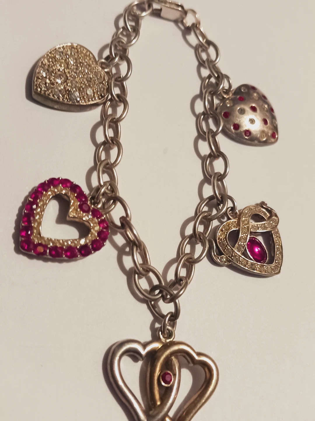 MMA MAd 925 STERLING SILVER 925 FIVE ❤️ CHARMS BRACELET