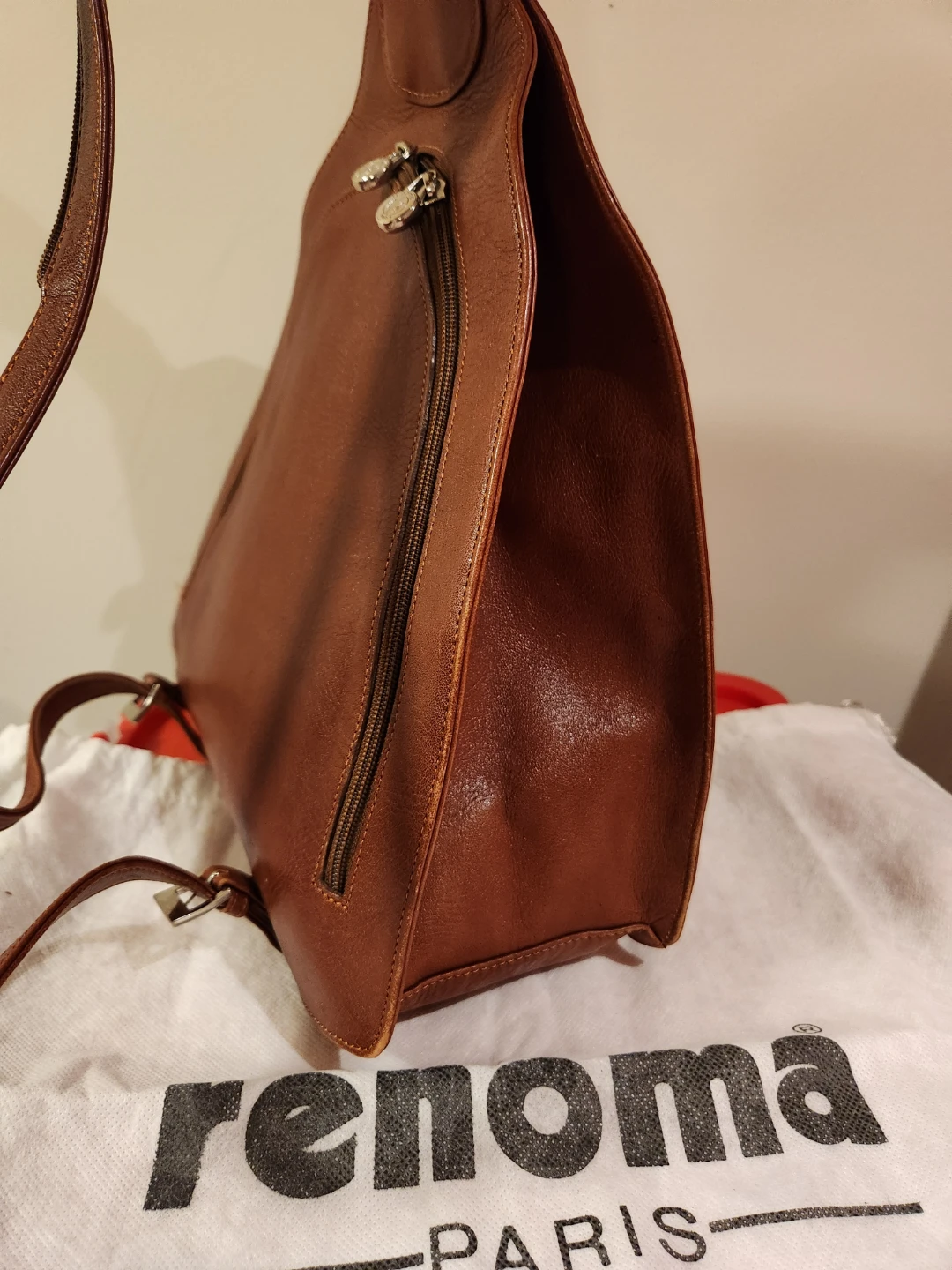 Renoma Paris Brown Leather Sling Backpack - photo 2