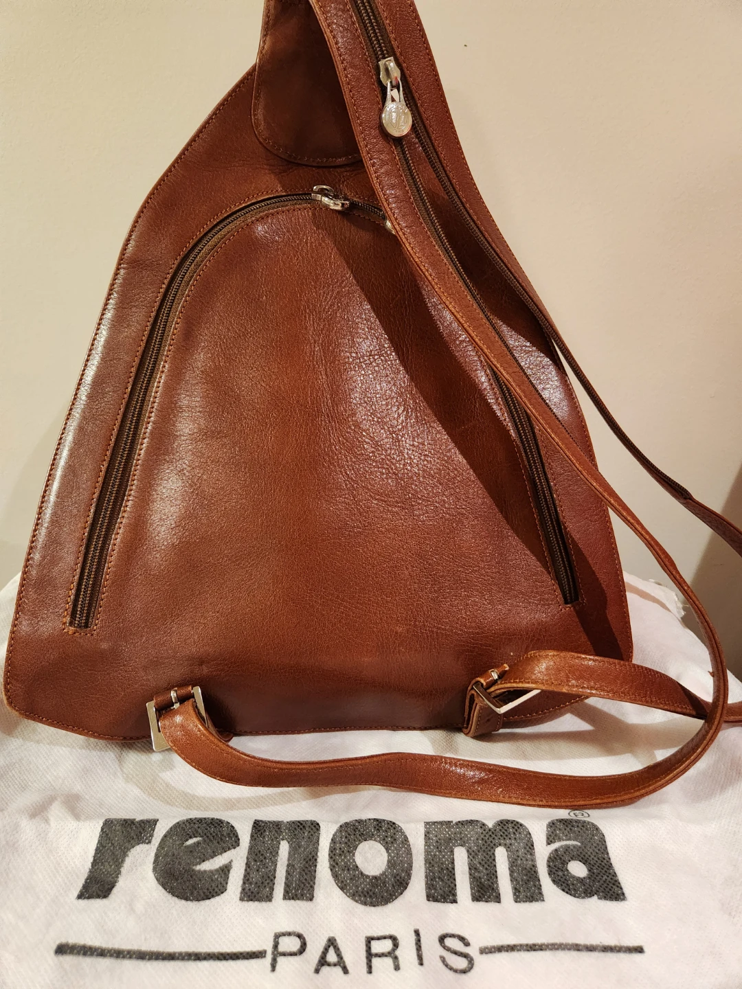 Renoma Paris Brown Leather Sling Backpack - photo 3