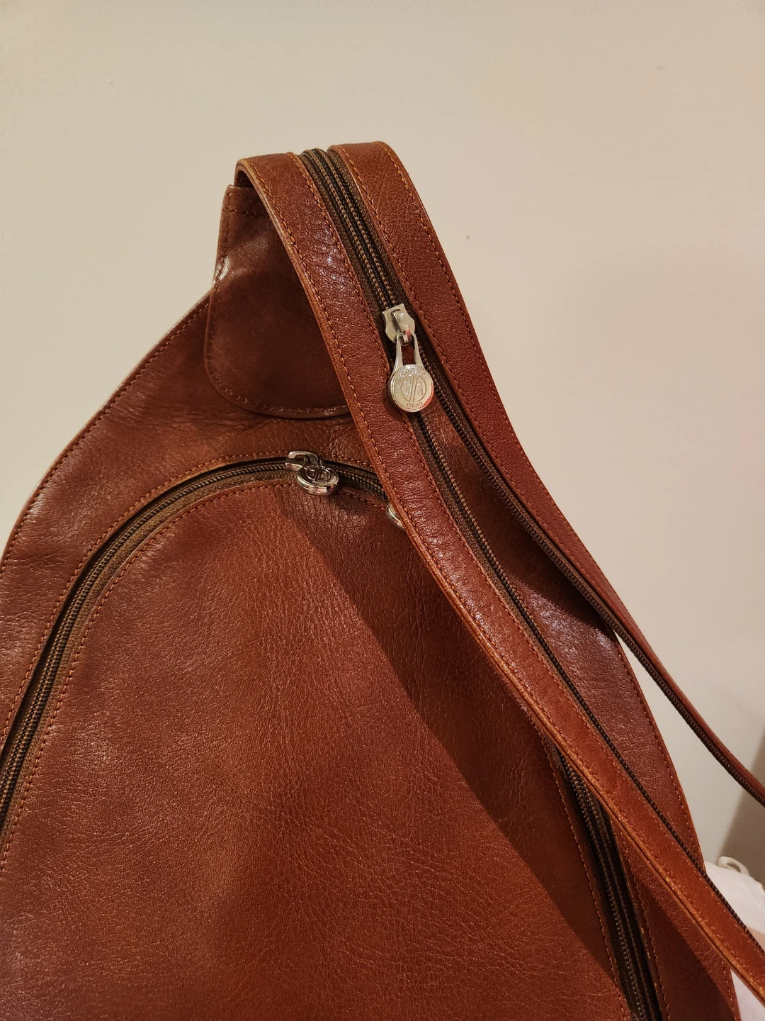 Renoma Paris Brown Leather Sling Backpack - photo 4