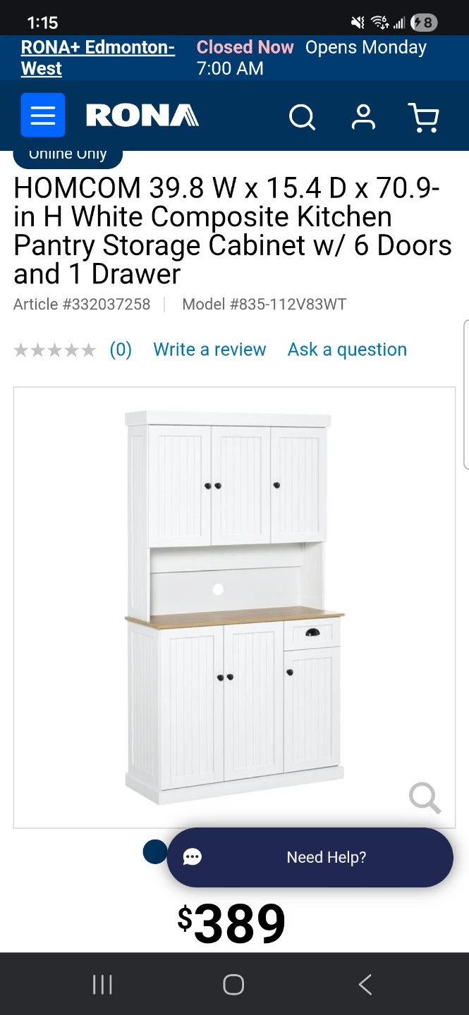 HOMCOM White Kitchen Storage Cabinet - photo 5