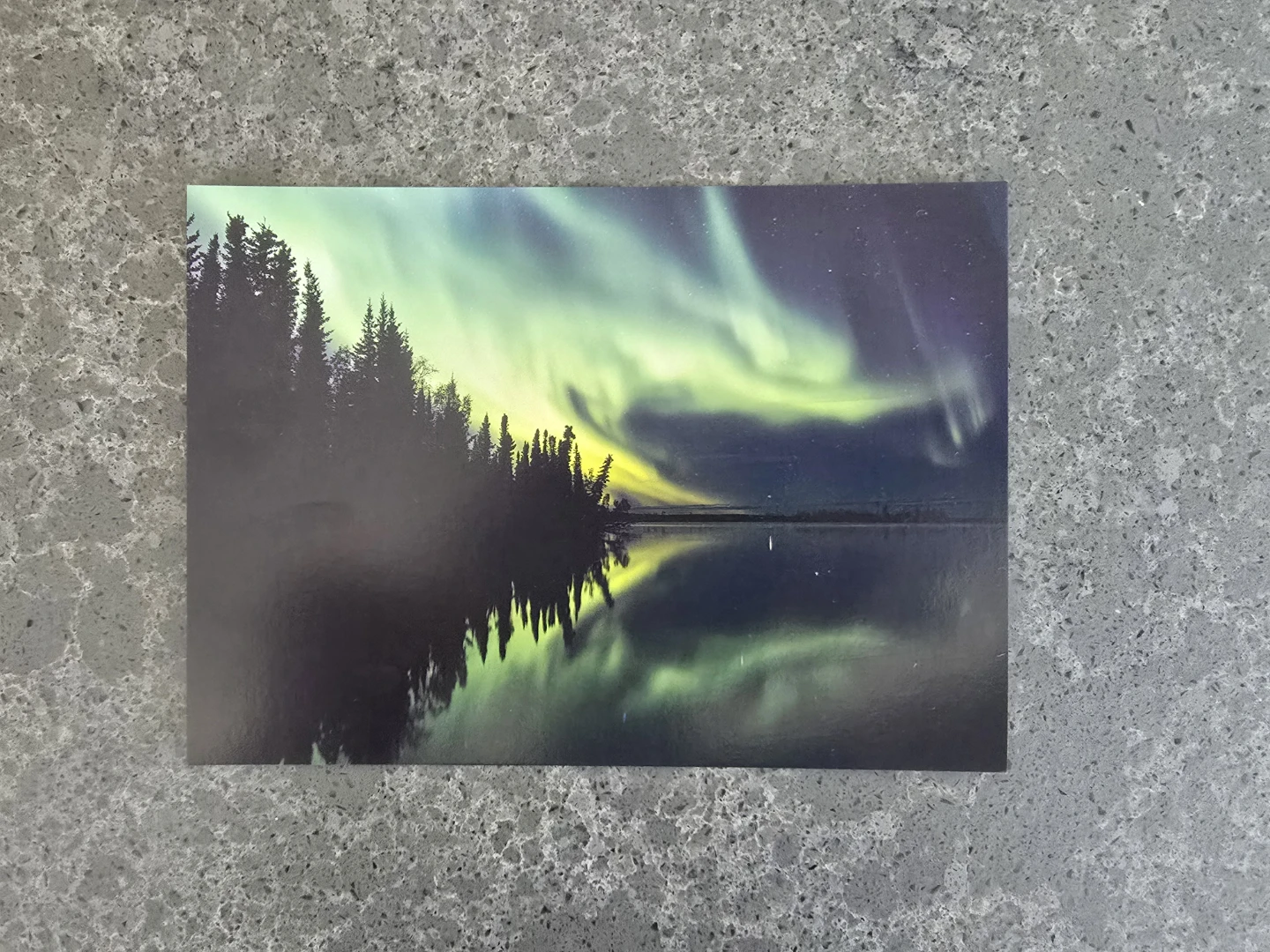 Northern light at Watson Lake Campground Postcard 5x7