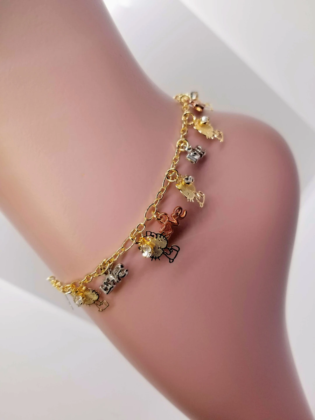 Gold laminated  Tone Hello kitty Charm Ankle Bracelet - photo 2