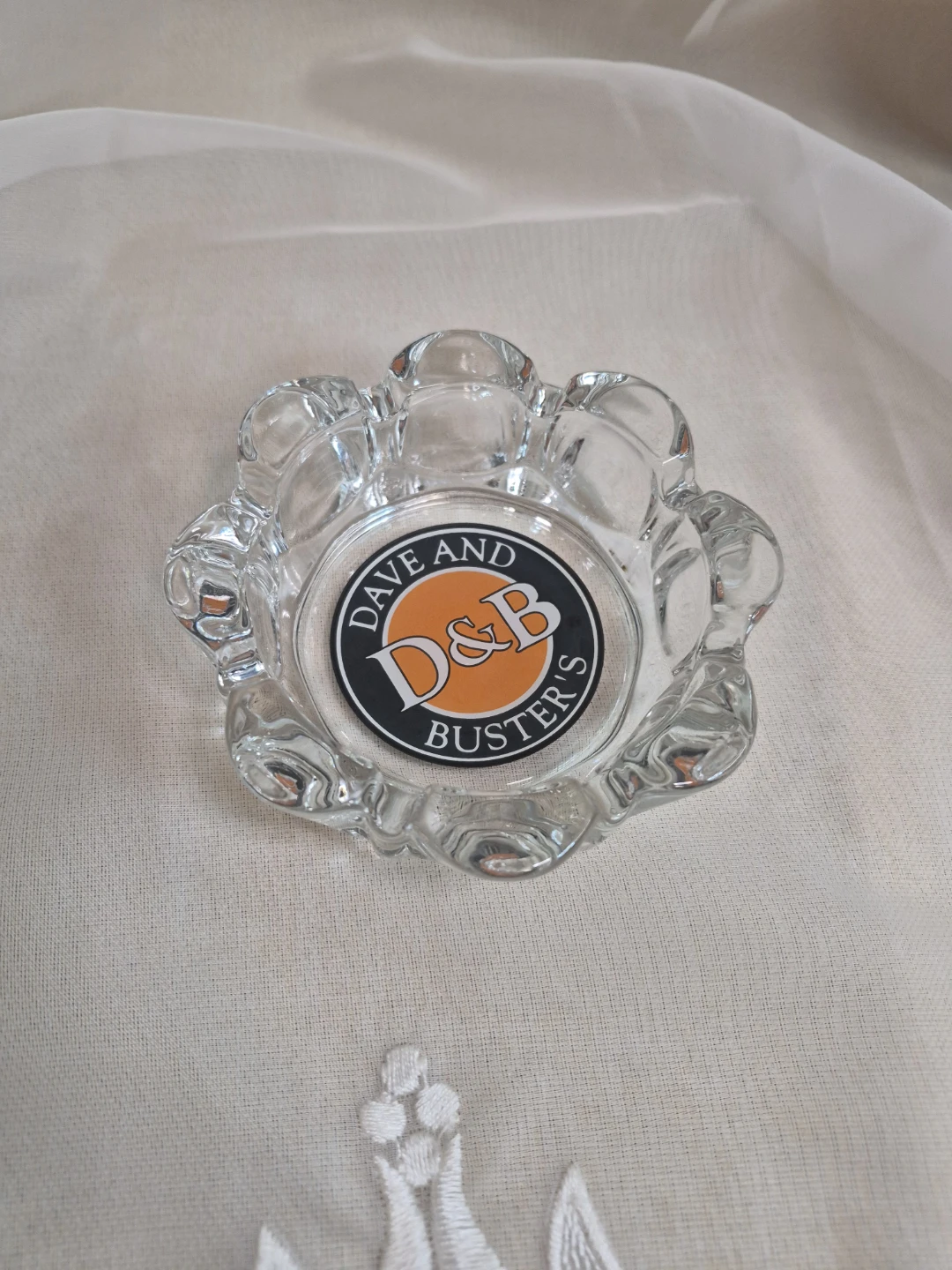 Dave & Buster's 4" x 1" Clear Glass Ashtray Suvenier Collectible