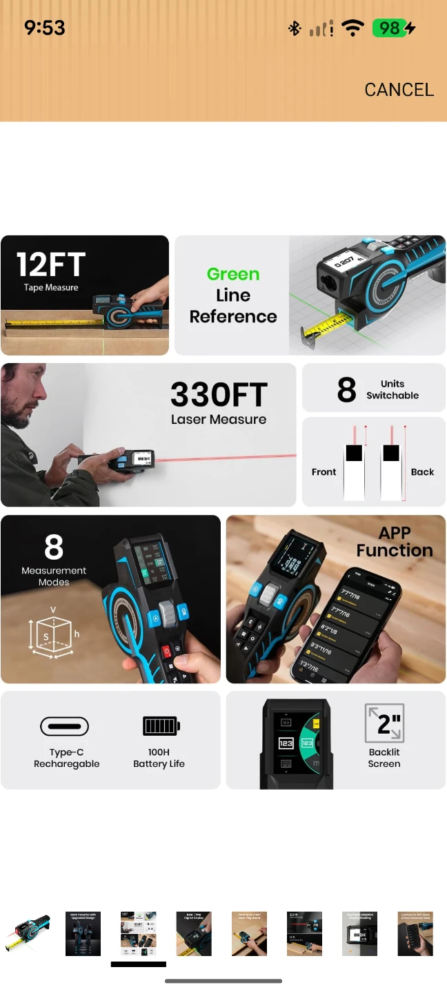 ACEDMET Laser Measure Tape 2-in-1 330FT - photo 3