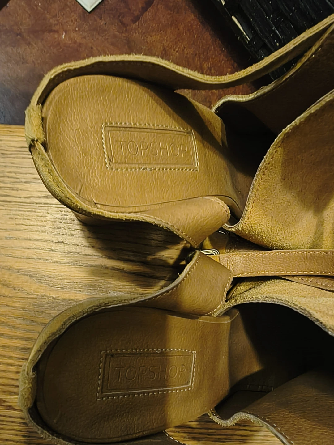 Topshop Suede Block Heel Sandals - Tan - photo 4