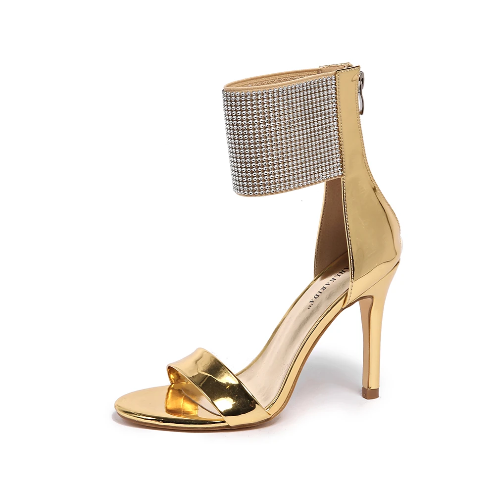 Gold High Heel Sandals with Rhinestones only size 10 - photo 3