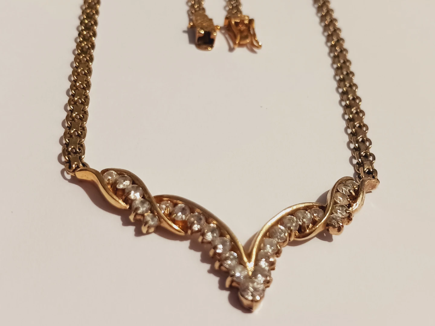 FAS 925 GLAMOROUS ART DECO GOLD OVER STERLING SILVER NECKLACE - photo 2