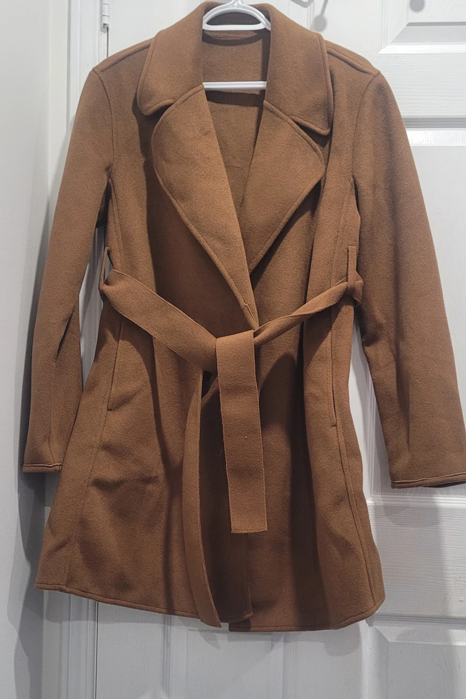 Brown Belted Wool Blend Coat - photo 2