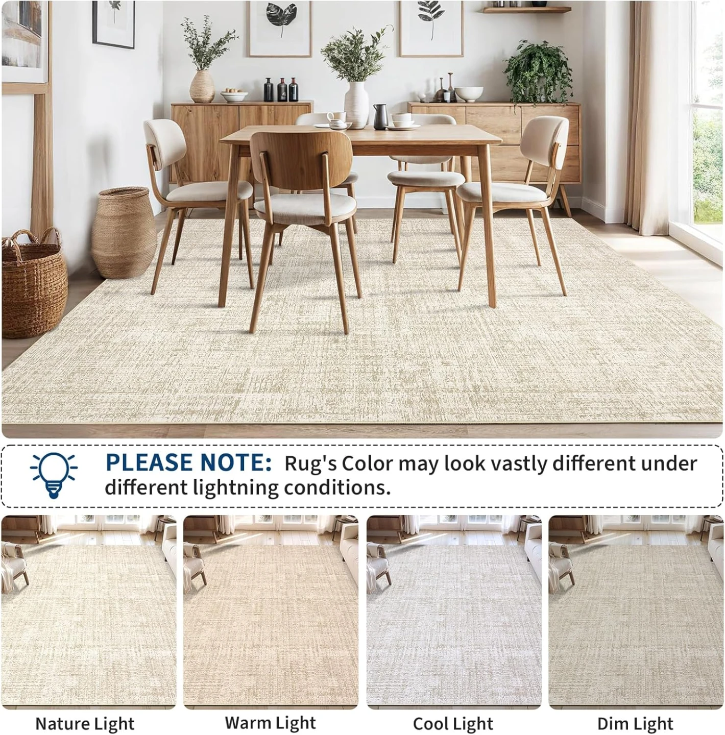 GarveeHome Modern Solid Area Rug 9x12 Machine Washable - photo 4