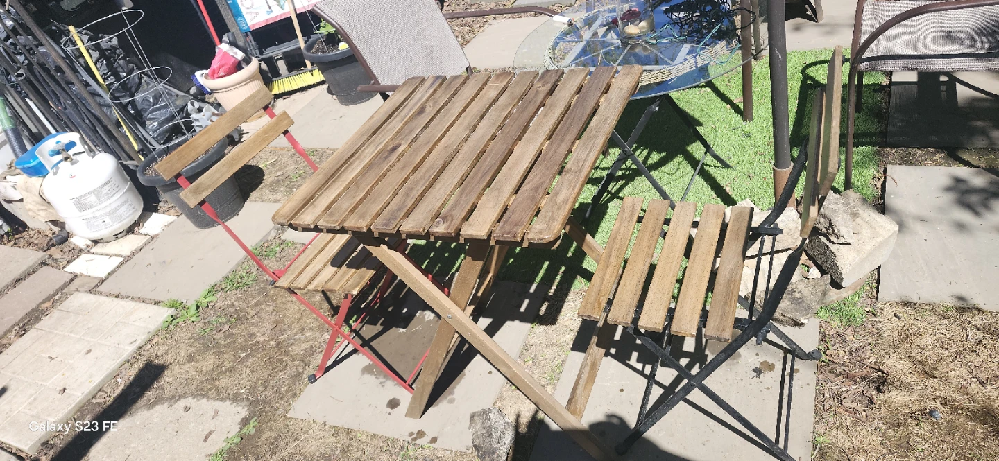 Wooden Bistro Table and Chairs Set - photo 2