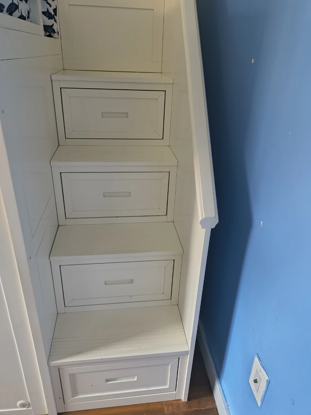 White Loft Bed with Stairs and Drawers - photo 3