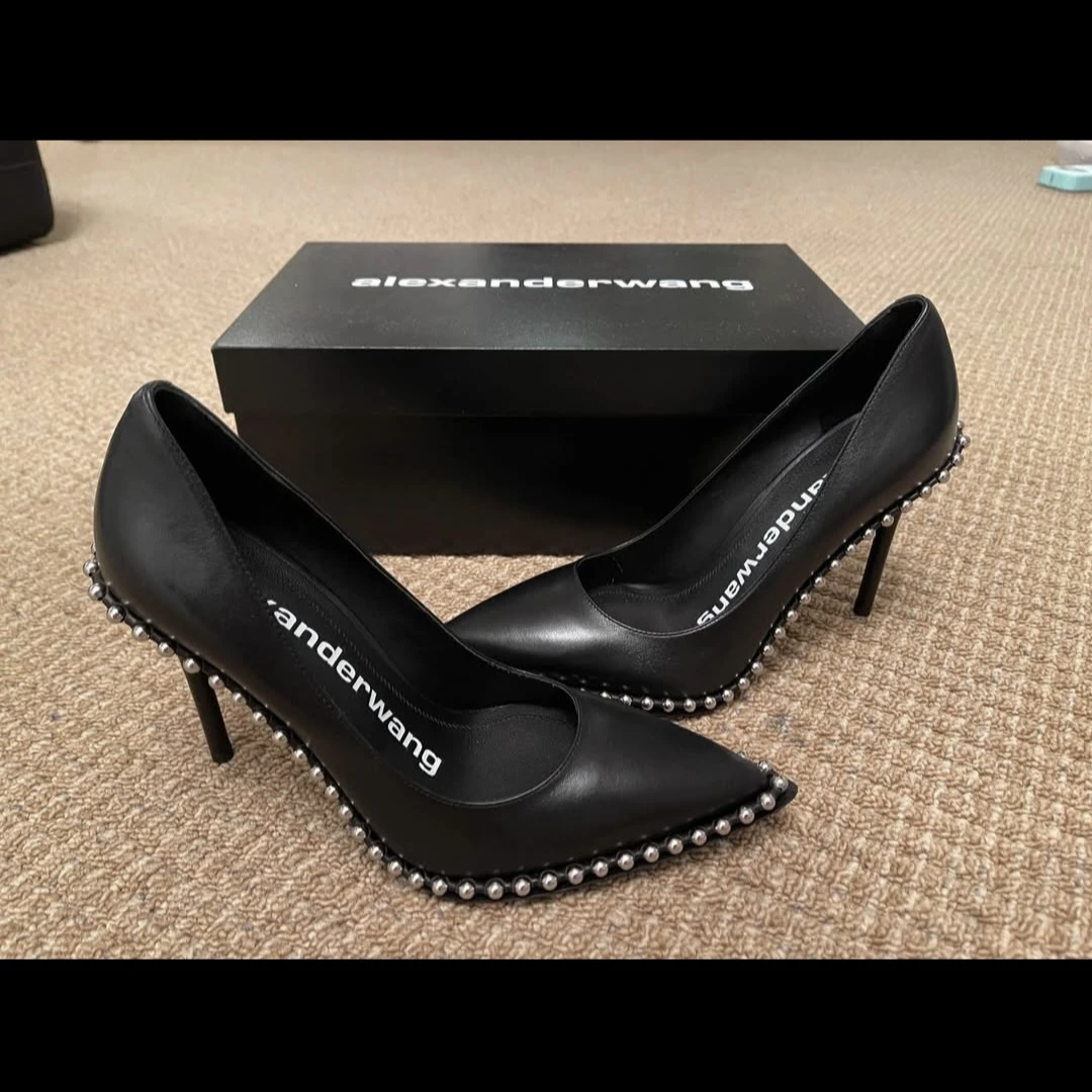 Alexander Wang Black Studded Leather Heels - Size 36.5