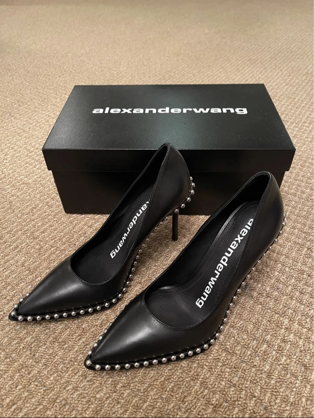 Alexander Wang Black Studded Leather Heels - Size 36.5 - photo 3