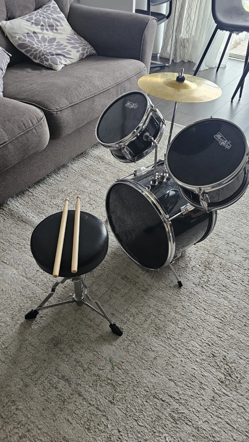 Music Alley Junior Kids Drum Set in metallic black. - photo 2