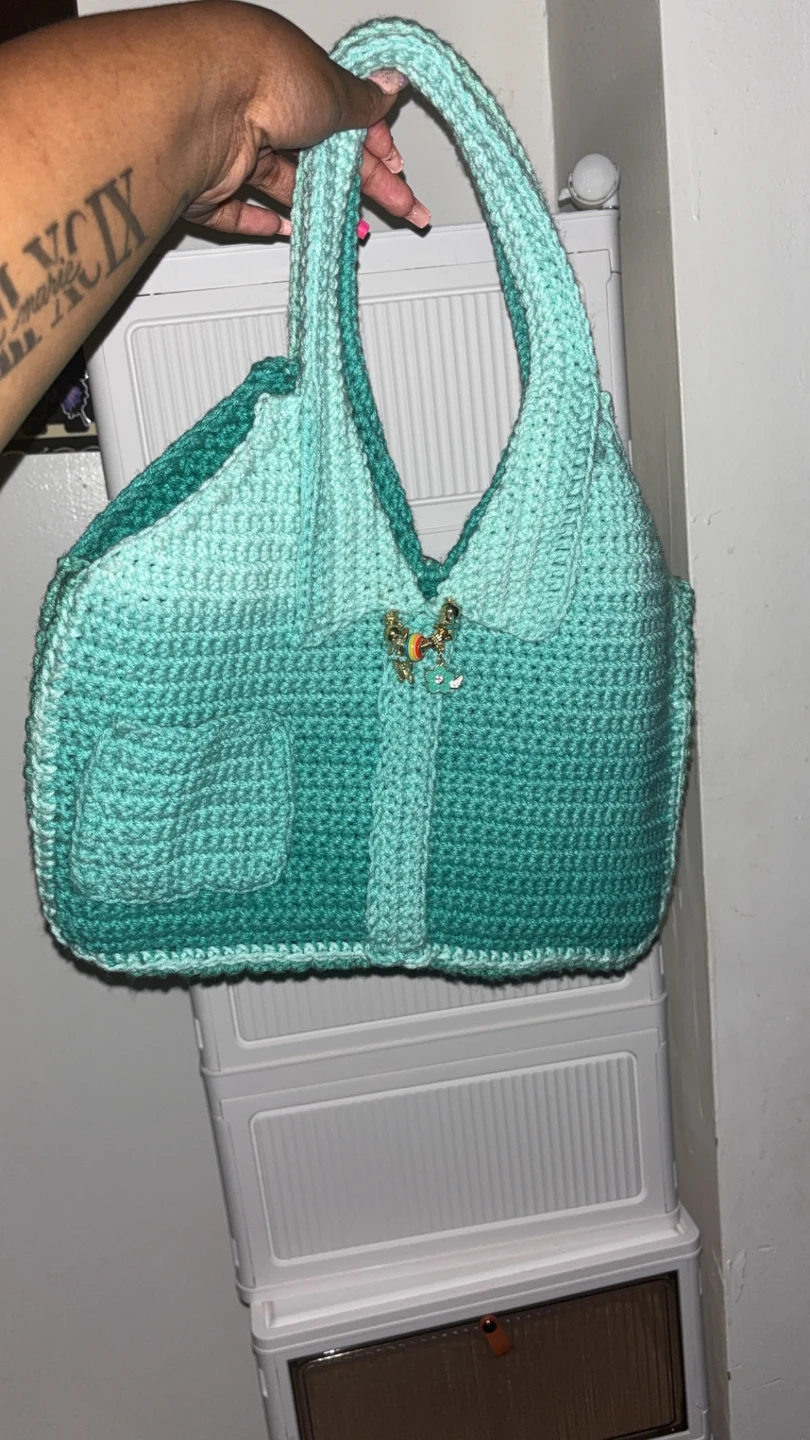Crocheted Shoulder Bag with Beaded Strap