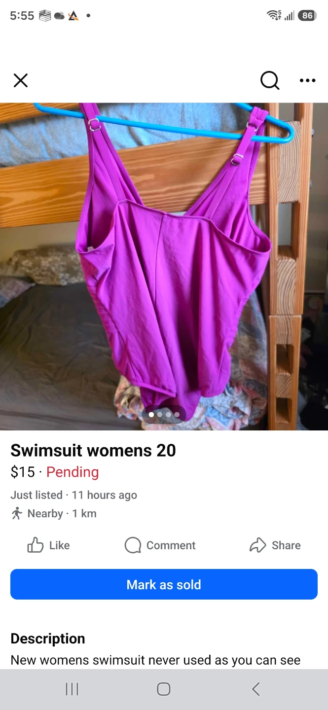 New Pink One-Piece Swimsuit Size 20 - photo 2