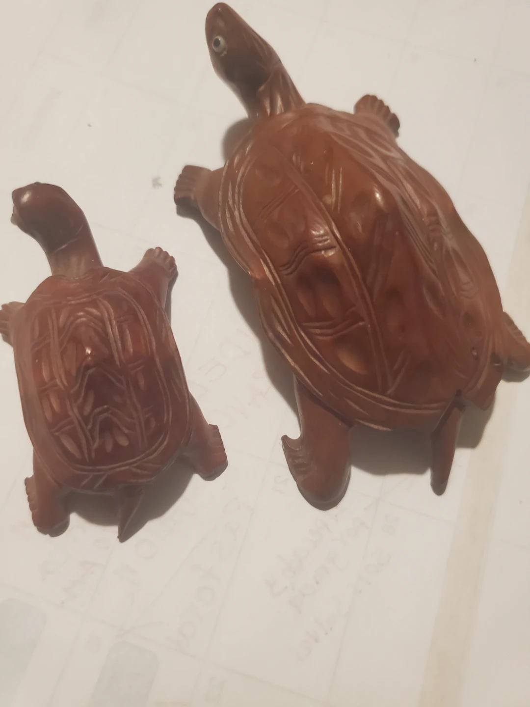 Wooden Turtle Carvings (Set of 2)