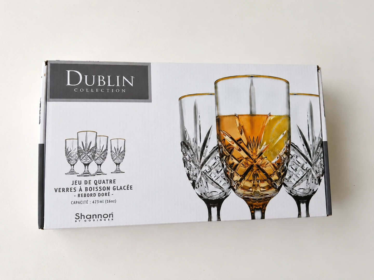 Dublin Collection Gold Iced Tea Glasses Set of 4